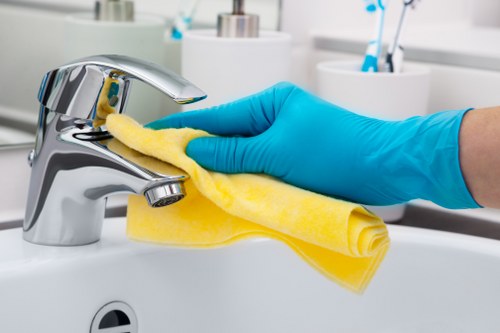 Daily office cleaning routine in an NW1 workplace